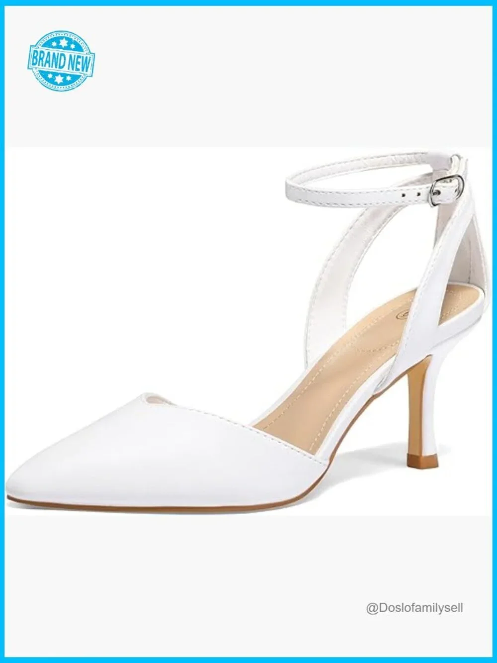 Pointed Toe Kitten Heel Pumps with Ankle Strap for Wedding Party